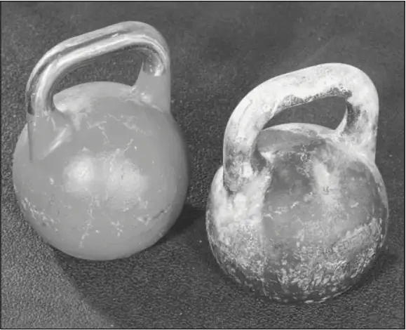 Figure 2.7 Kettlebell handle thickness: 33 millimeters and 35 millimeters.