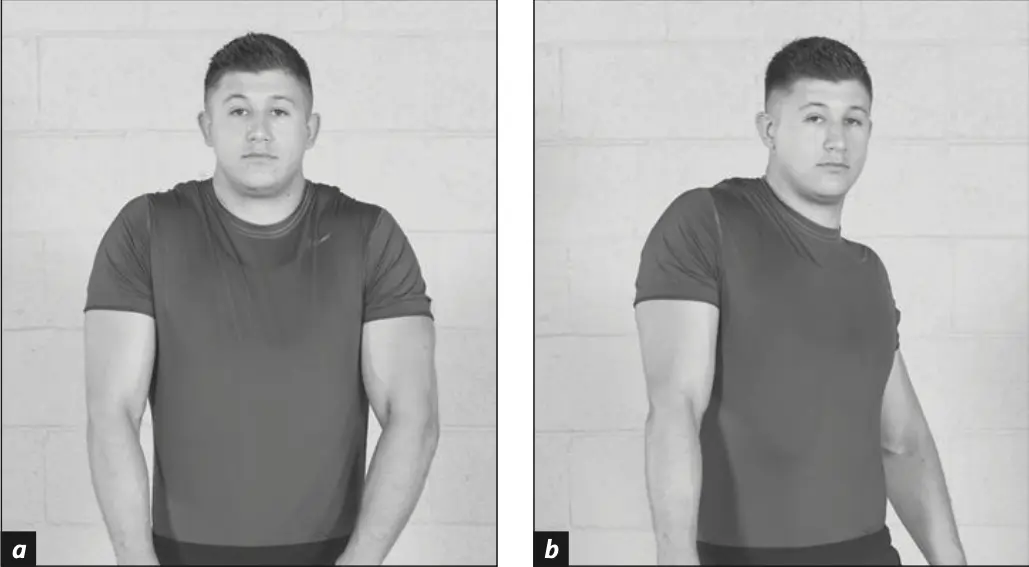Figure 5.5 shoulder rolls: forward with (a) both shoulders and forward with (b) one shoulder.